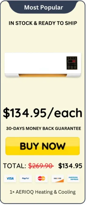 AERIOQ single unit pricing card showing $134.95 each